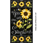 You Are My Sunshine sunflower panel black chalkboard quilting cotton for garden lovers wall hangings kids sewing and sunflower gifts