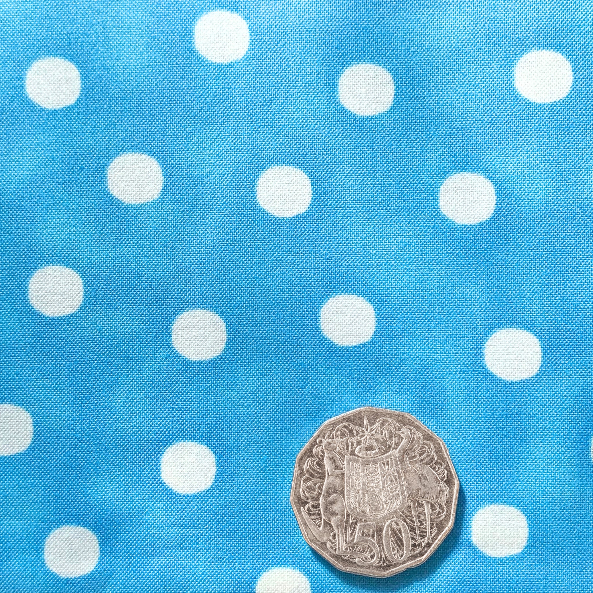 Turquoise white polka dot fabric for girls quilts children's quilts summer quilts and patchwork sewing projects Loralie Harris Designs