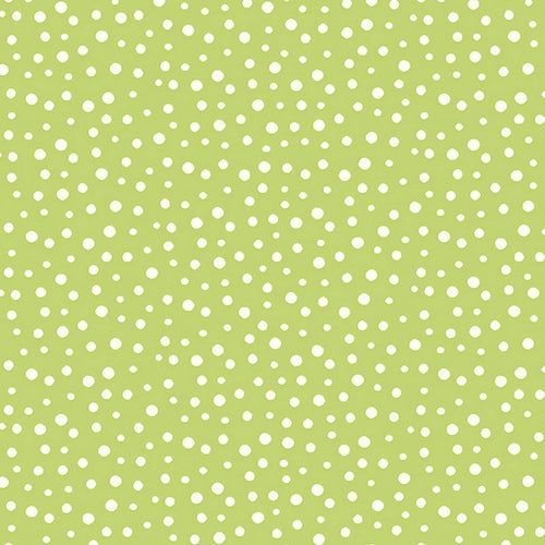 Irregular white dots medium green blender fabric for kids quilts patchwork sewing projects Susybee