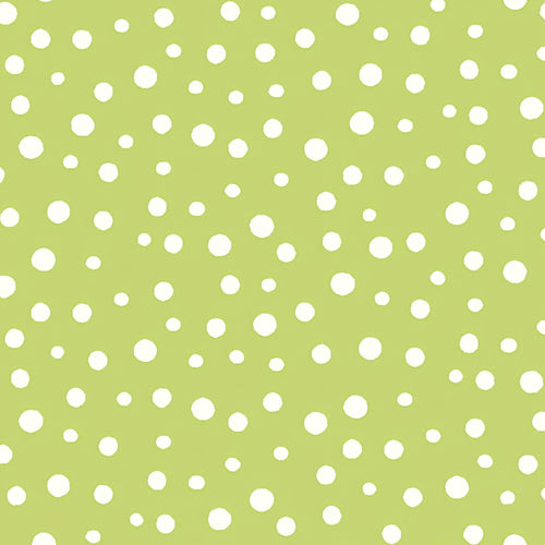 Irregular white dots medium green blender fabric for kids quilts patchwork sewing projects Susybee