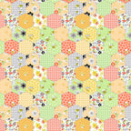 Bees flowers gingham checks and spots in yellow and green honeycomb hexagons fabric for baby quilts cushion covers and patchwork sewing projects