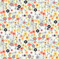 Small flowers and yellow bees on white fabric for quilt borders fabric baskets zip pouches and tote bag linings