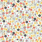 Small flowers and yellow bees on white fabric for quilt borders fabric baskets zip pouches and tote bag linings