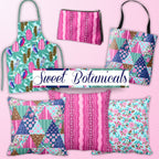 Sweet Botanicals fabric collection apron tote bag cushions zippered pouch sewing project inspiration