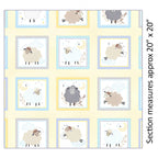 Baby sheep boxes pastel blue yellow grey periwinkle frames buttercream fabric for baby quilts cushions nursery décor and patchwork projects