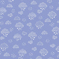 Illustrated white clouds hearts stars periwinkle blue fabric for baby quilts nursery décor and patchwork sewing projects