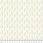 Blue grey leaf sprig buttercream fabric for baby quilts nursery décor sashing and patchwork sewing projects