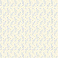 Blue grey leaf sprig buttercream fabric for baby quilts nursery décor sashing and patchwork sewing projects