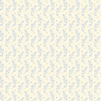 Blue grey leaf sprig buttercream fabric for baby quilts nursery décor sashing and patchwork sewing projects