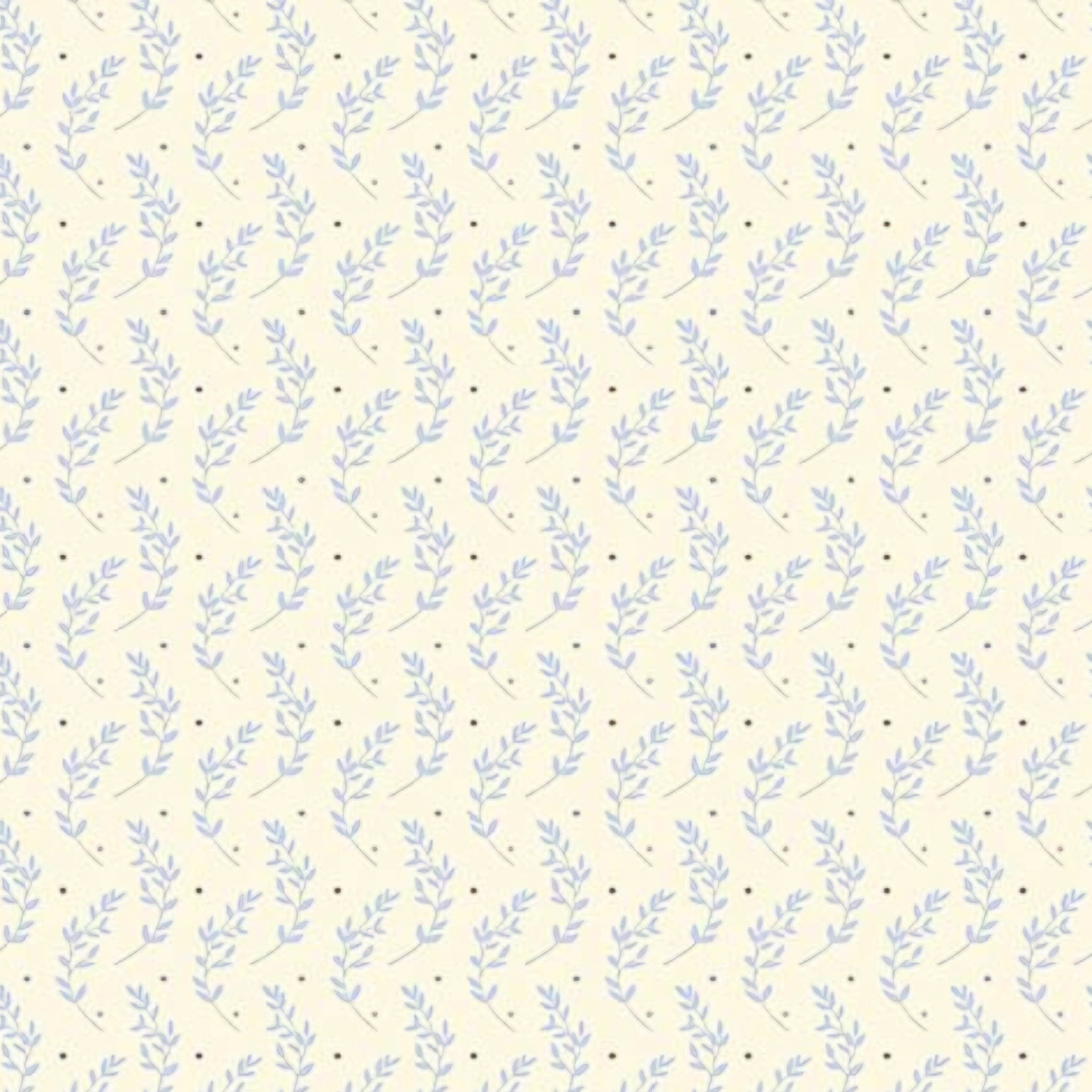 Blue grey leaf sprig buttercream fabric for baby quilts nursery décor sashing and patchwork sewing projects