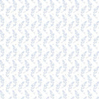 Blue grey leaf sprig white fabric for baby quilts nursery décor sashing and patchwork sewing projects
