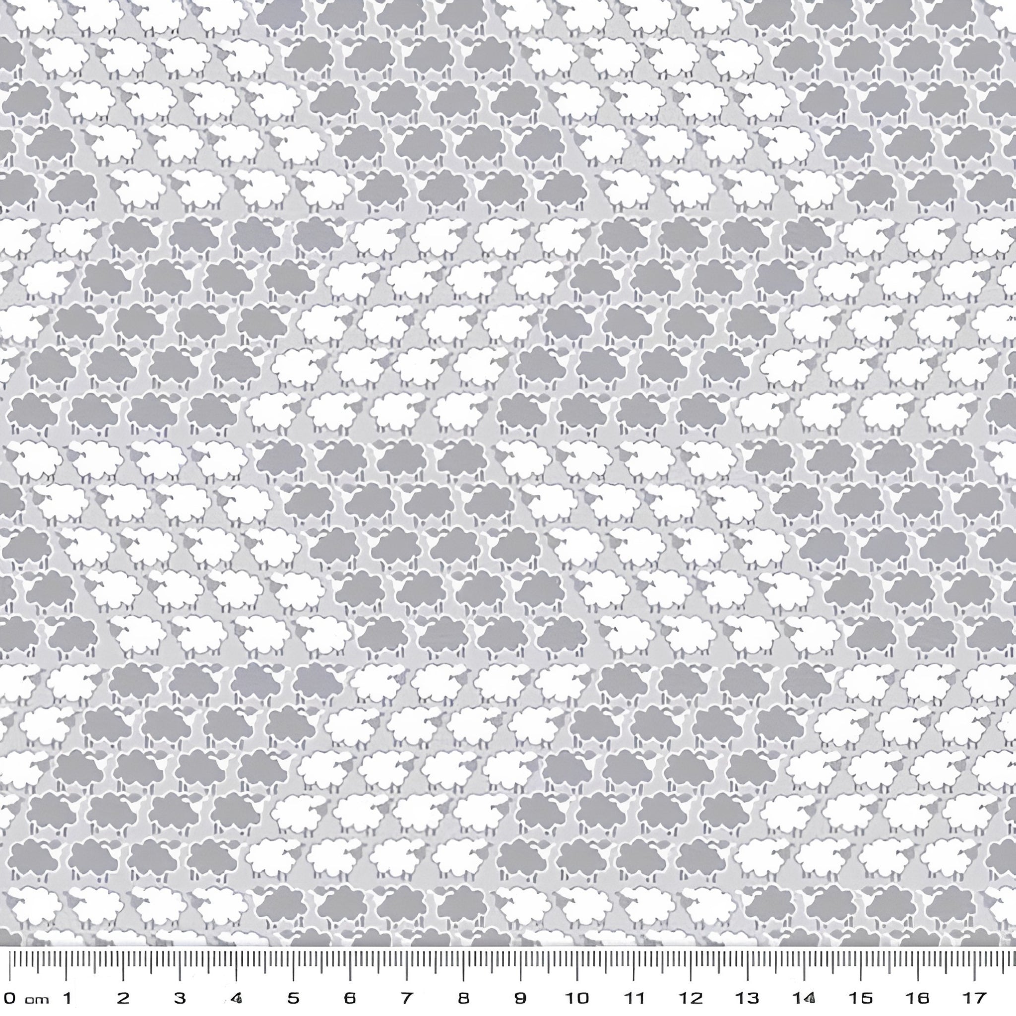 White grey sheep geo repeat soft grey fabric for baby quilts nursery décor and patchwork sewing projects