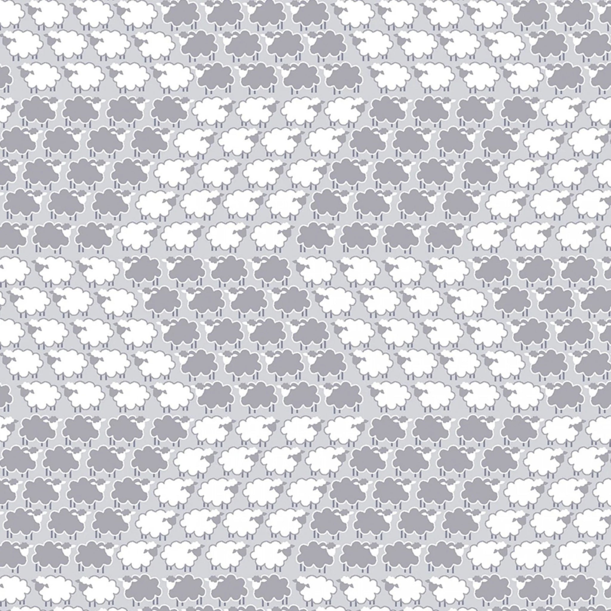 White grey sheep geo repeat soft grey fabric for baby quilts nursery décor and patchwork sewing projects