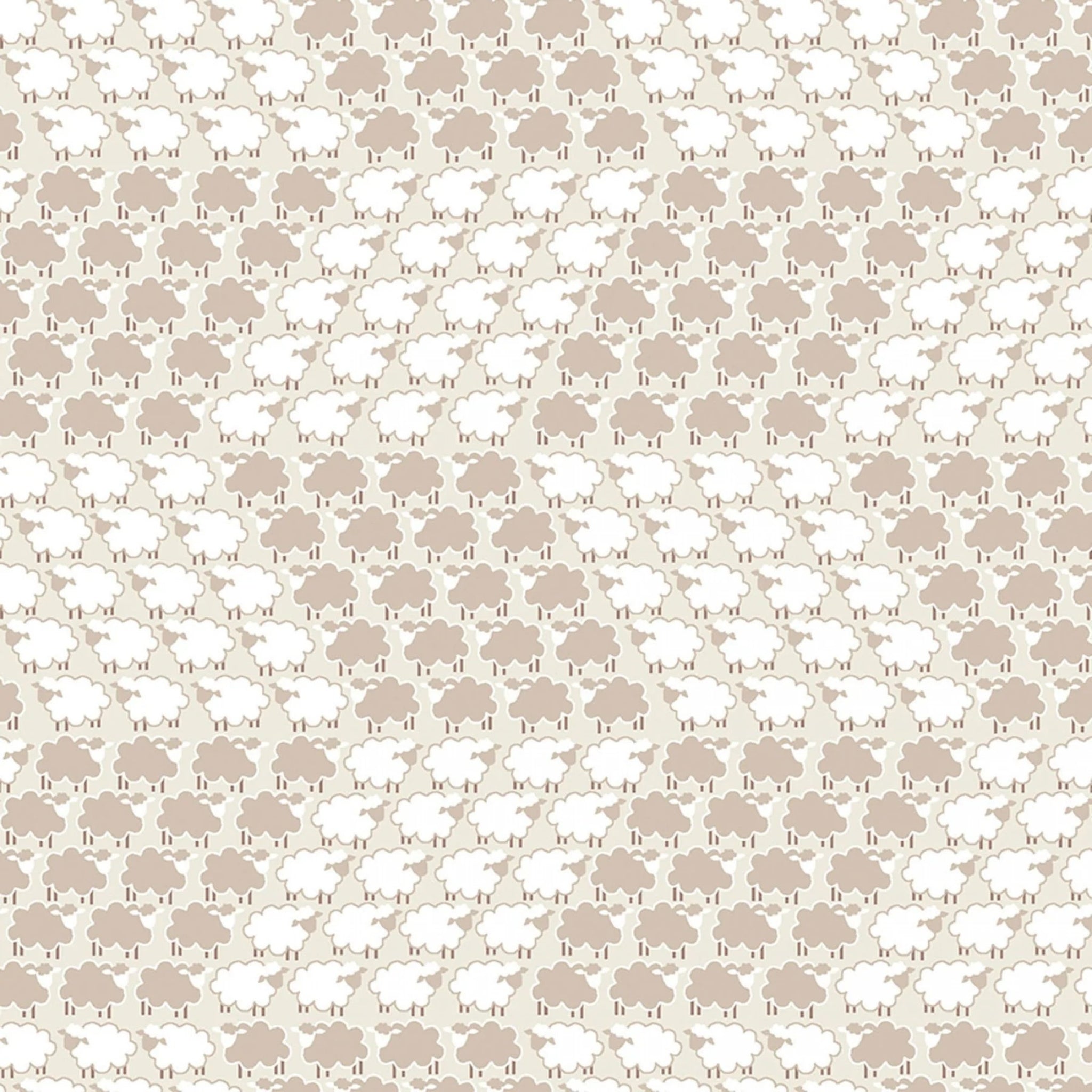 White taupe beige sheep geo repeat cream fabric for baby quilts nursery décor and patchwork sewing projects
