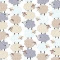 Fluffy stacked taupe grey blue sheep varied wool textures white fabric for baby quilts nursery décor and patchwork sewing projects