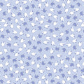 Tiny tossed white periwinkle blue sheep soft blue fabric for baby quilts nursery décor and patchwork sewing projects