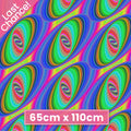 Psychedelic rainbow spirals digital print in vibrant multi colours for modern quilts and patchwork sewing projects
