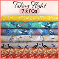 Taking Flight fabric bundle 7 fat quarters magpie bird floral botanical cotton quilting patchwork FQ collection