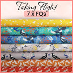 Taking Flight fabric bundle 7 fat quarters magpie bird floral botanical cotton quilting patchwork FQ collection