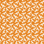 Flying bird fabric close-up magpie silhouette flock orange cotton for Australiana quilting patchwork material