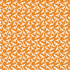 Flying bird fabric orange background magpie silhouette flock print cotton for Australiana quilting patchwork projects
