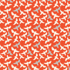 Flying bird fabric close-up magpie silhouette flock red cotton for Australiana quilting patchwork material