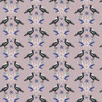 Magpie fabric taupe background Australiana bird floral botanical print cotton for quilting patchwork projects