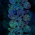 Intricate teal blue floral vine border stripe deep navy background digitally printed quilting fabric Jason Yenter In The Beginning Fabrics