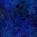 Art Nouveau floral scrolls feathery leaves cobalt violet blue midnight navy digitally printed blender quilting fabric Jason Yenter In The Beginning Fabrics