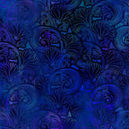 Art Nouveau floral scrolls feathery leaves cobalt violet blue midnight navy digitally printed blender quilting fabric Jason Yenter In The Beginning Fabrics