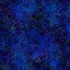 Art Nouveau floral scrolls feathery leaves cobalt violet blue midnight navy digitally printed blender quilting fabric Jason Yenter In The Beginning Fabrics