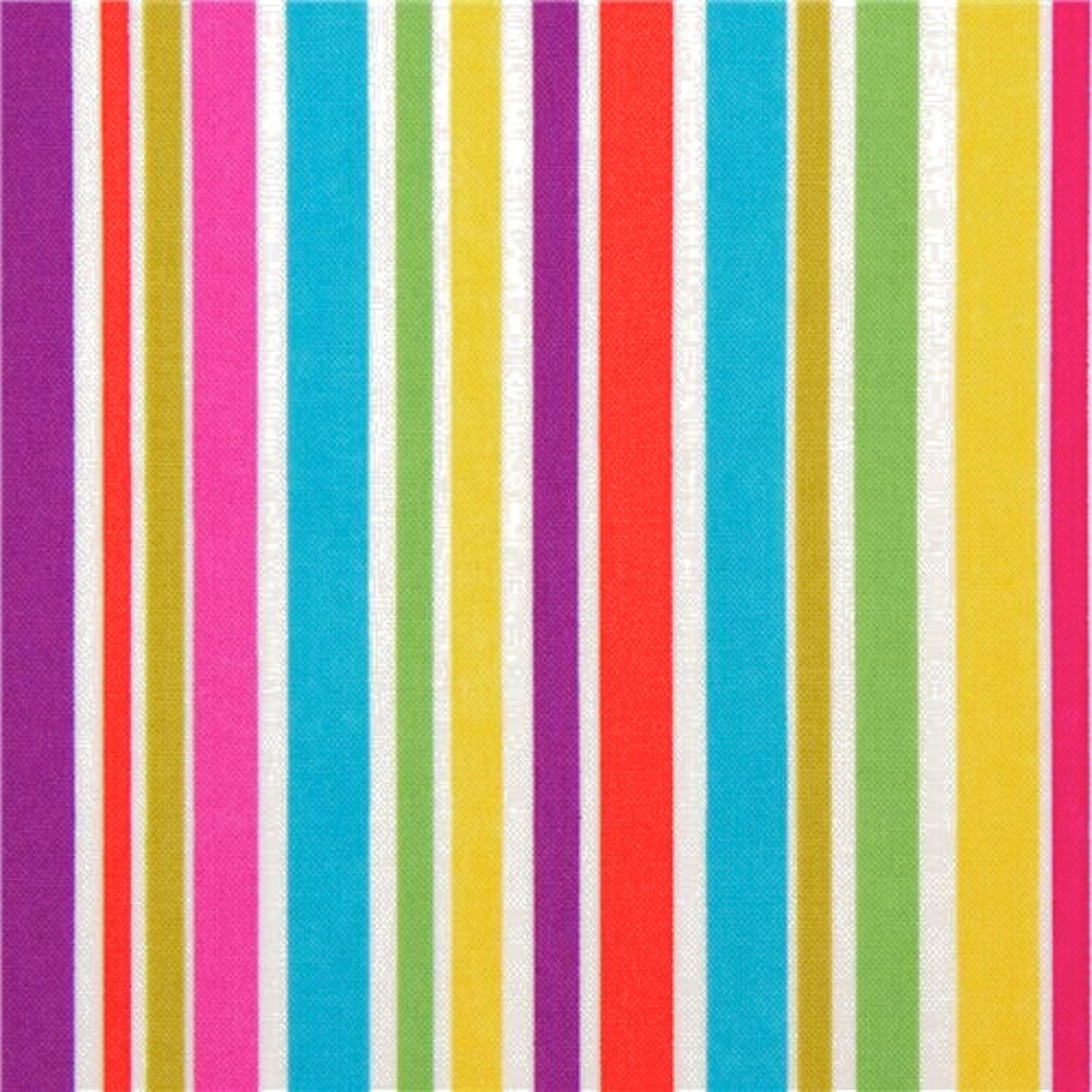 Multi stripe berry rainbow retro fabric for quilts tote bags beach bags kids projects patchwork sewing