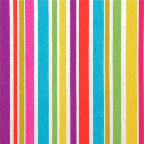 Multi stripe berry rainbow retro fabric for quilts tote bags beach bags kids projects patchwork sewing