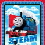 Thomas the Tank Engine James Percy Steam Team train panel royal blue red train track border fabric for boys quilts cushions kids gifts