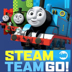 Thomas the Tank Engine Percy James Steam Team Go train panel navy blue red yellow fabric for boys quilts wall hangings kids gifts