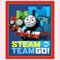 Thomas the Tank Engine Percy James Steam Team Go train panel navy blue red yellow officially licensed fabric for boys quilts wall hangings kids gifts