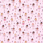 Ballerinas in pink tutus with silver glitter ballet slippers dance bags and flowers on pale pink fabric for girls quilts ballet bags and cushion covers