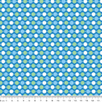Blue green white polka dot spot coordinate quilting fabric for patchwork backgrounds sashing and quilting projects