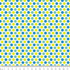 Blue teal lime green polka dots white spot coordinate quilting fabric for patchwork backgrounds sashing and quilting projects