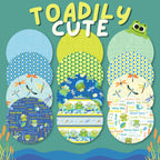 Toadily Cute fat quarter bundle 12 frog dragonfly novelty quilting fabrics blue lime teal for kids baby quilts and patchwork projects
