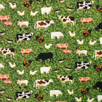 Farm animals fabric cows sheep pigs chickens green pasture fabric for children's quilts nursery décor and farm-themed projects