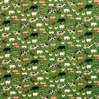 Farm animals fabric cows sheep pigs chickens green pasture fabric for children's quilts nursery décor and farm-themed projects