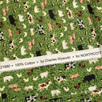 Farm animals fabric cows sheep pigs chickens green pasture fabric for children's quilts nursery décor and farm-themed projects