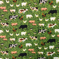 Farm animals fabric cows sheep pigs chickens green pasture fabric for children's quilts nursery décor and farm-themed projects