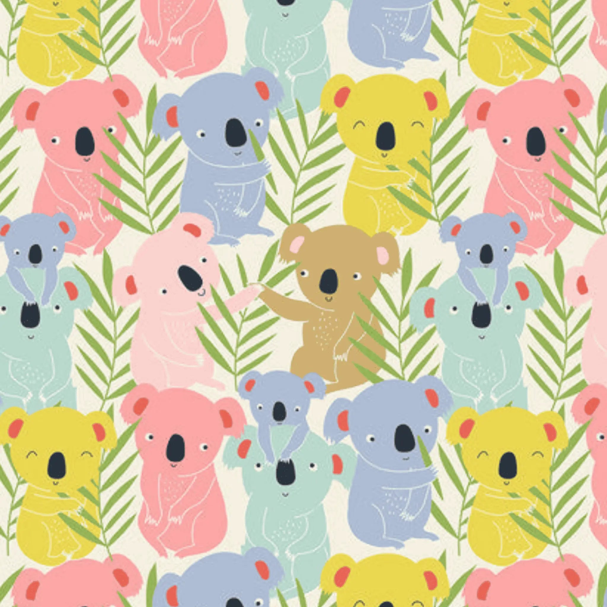 Tree Huggers Cute Koalas Australiana Ivory - Maude Asbury Blend - Three Wishes Patchwork Fabric