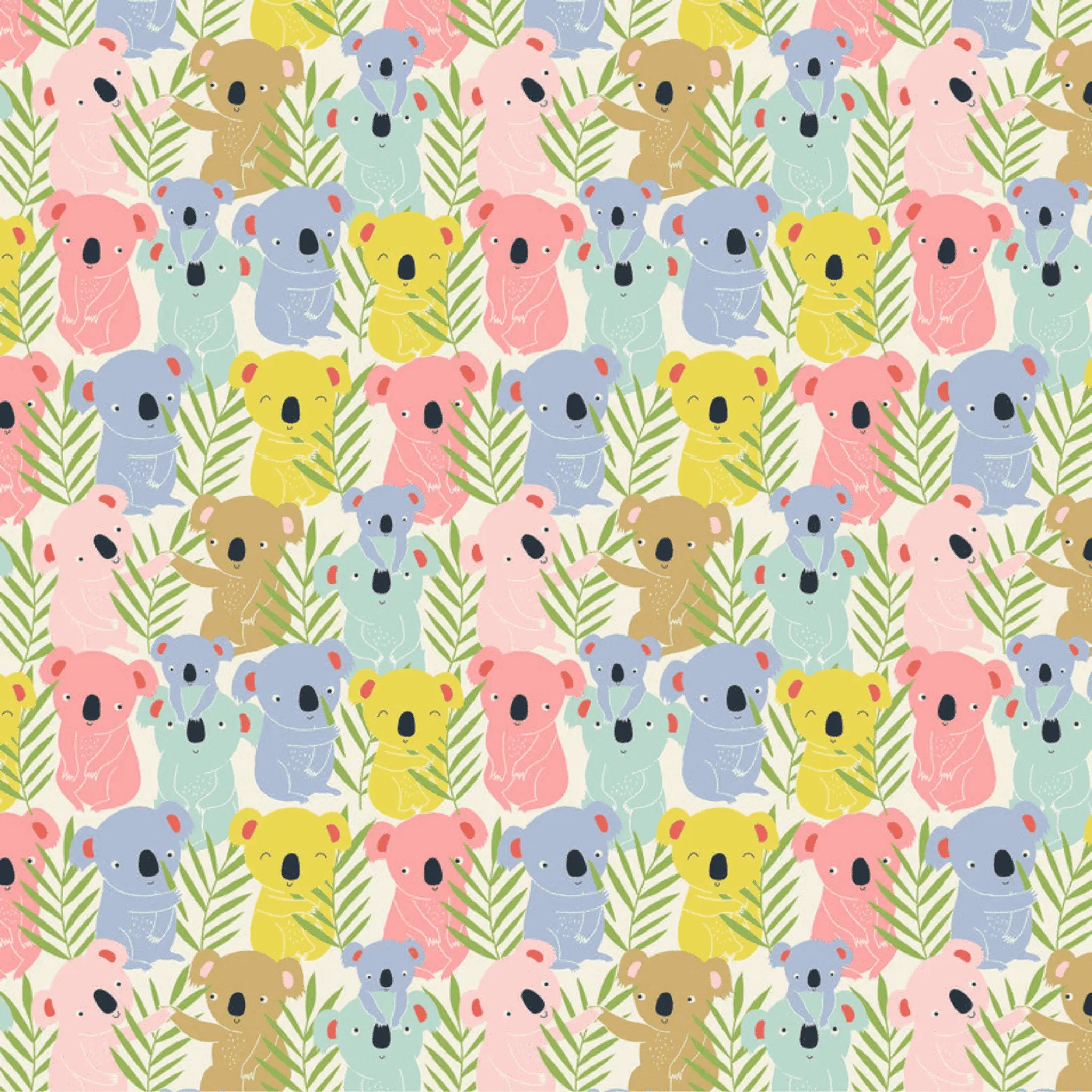 Tree Huggers Lazy Days Koalas Ivory - Maude Asbury Blend Fabrics - Three Wishes Patchwork Fabric