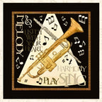 Play Your Song trumpet flute Melody Listen With Your Heart music notes black cream novelty music panel block