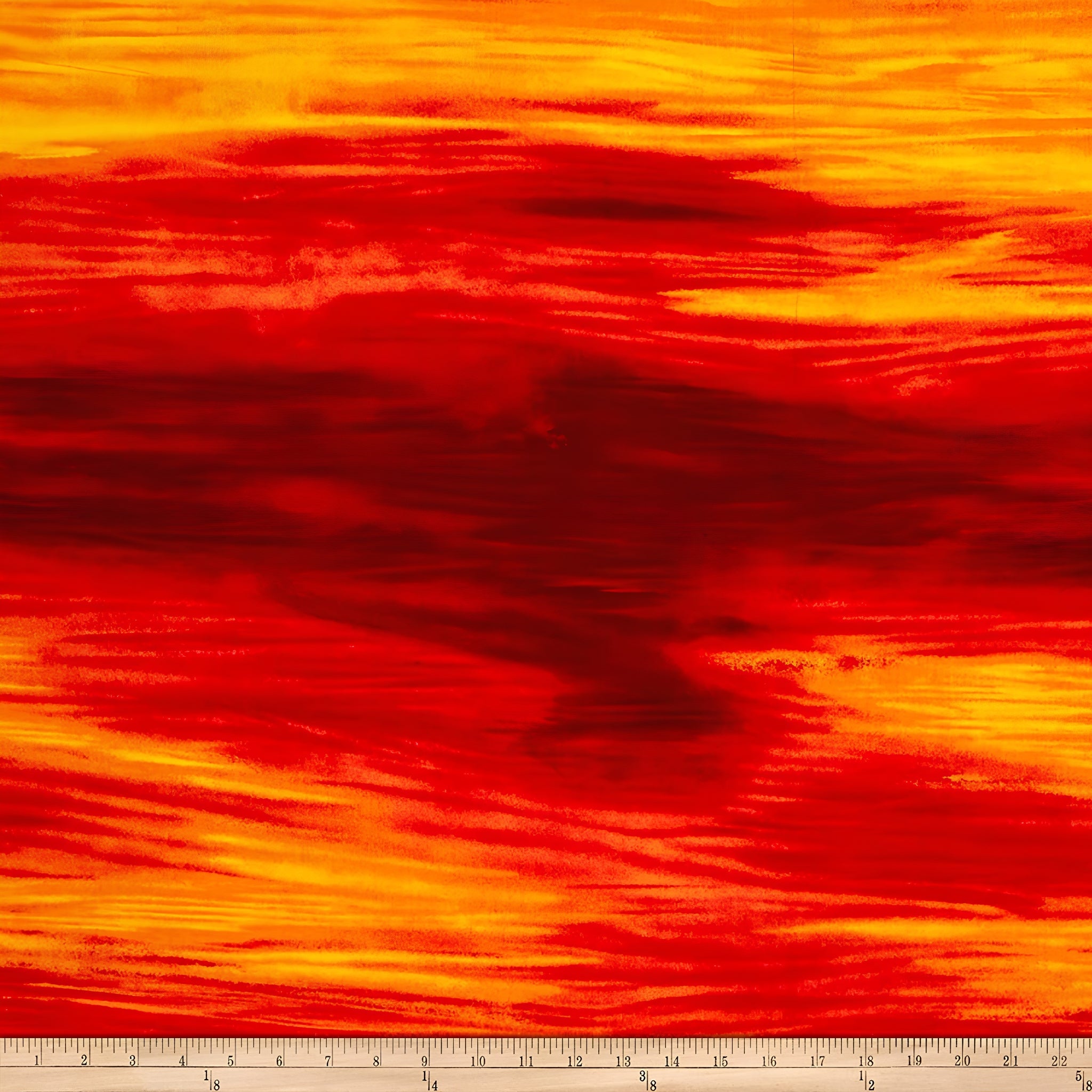 Fiery sunset sky blender streaky red orange gold digital print fabric for poppy ANZAC quilts feature backgrounds sashing and bold patchwork sewing projects