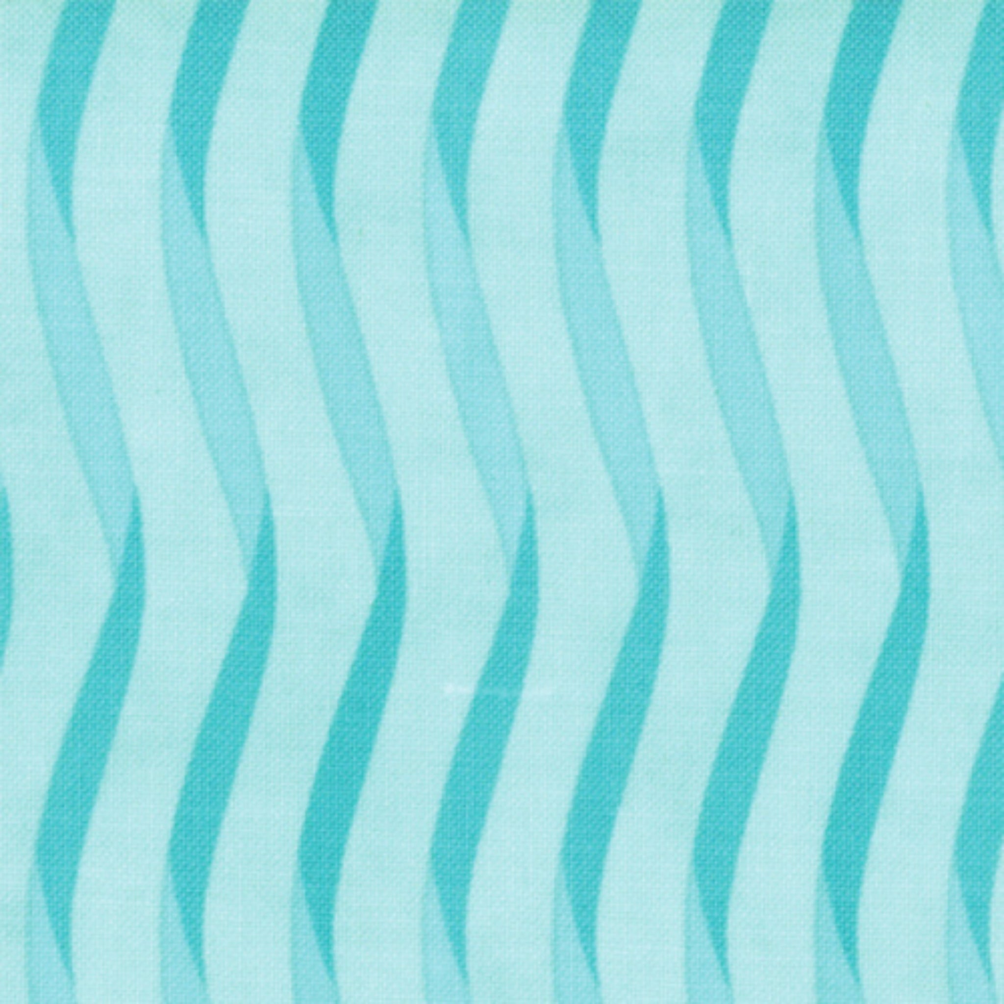 Me and My Sister wavy ribbon stripes turquoise aqua fabric for summer quilts and patchwork