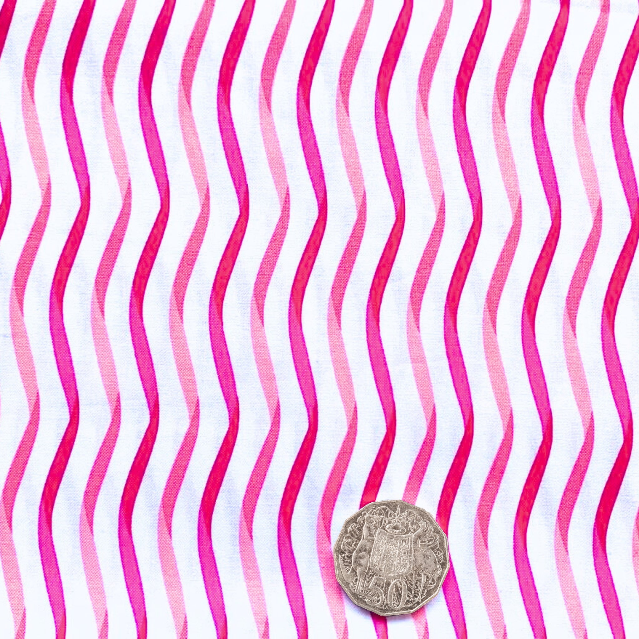 Me and My Sister wavy ribbon stripes pink white fabric for baby quilts and patchwork